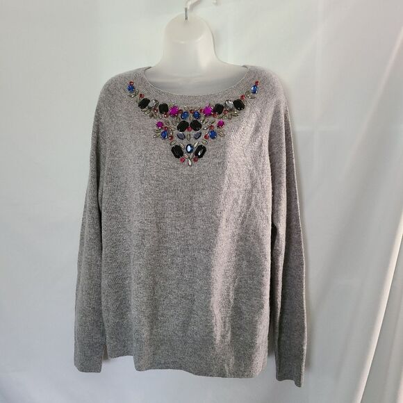 Halogen Cashmere Rhinestone Embellished Sweater - Picture 1 of 6
